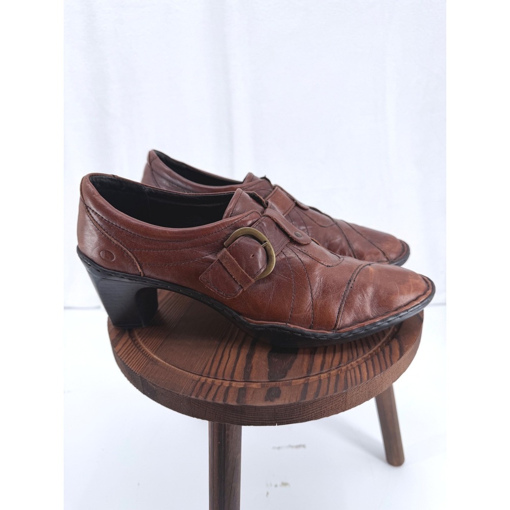 Josef Seibel Brown Leather Buckle Mary Jane Block Heel Pumps EU 40 US 9-9.5